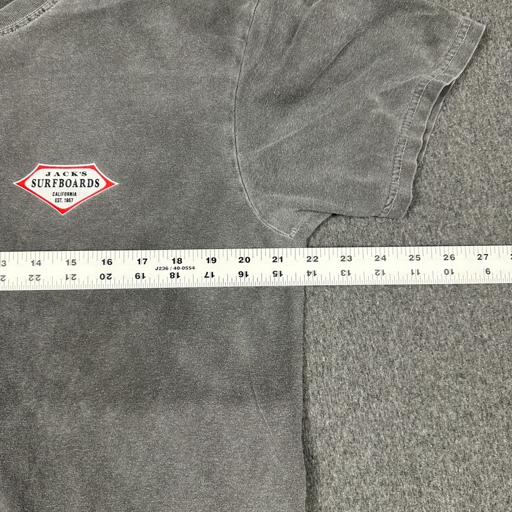 Jack's Surfboards T-Shirt Mens L Gray Mineral Wash California Surf Wave Logo Tee - Picture 4 of 7